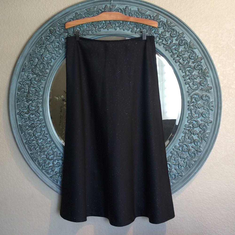 White House/Black Market Black Satin Skirt with Sparkle - Size 14